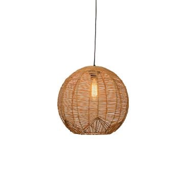 Sunwoven Orb Bamboo Pendant Light On White Background