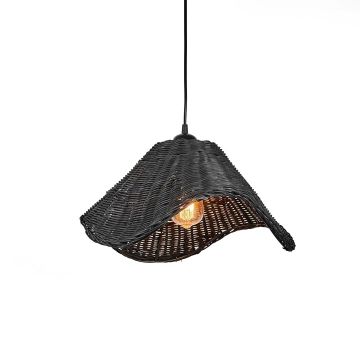 Flora Rattan Ceiling Lamp Light On White Background