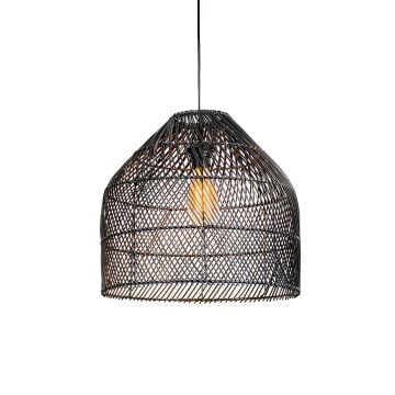 Rattan Crossed Cane Hanging Lamp Light On White Background
