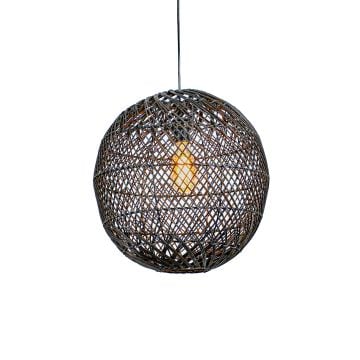 Moon Glow Rattan Pendant Lamp Light On White Background