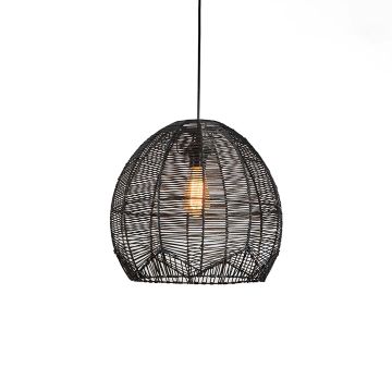 Cornelius Rattan Bell Pendant Lamp Light On White Background