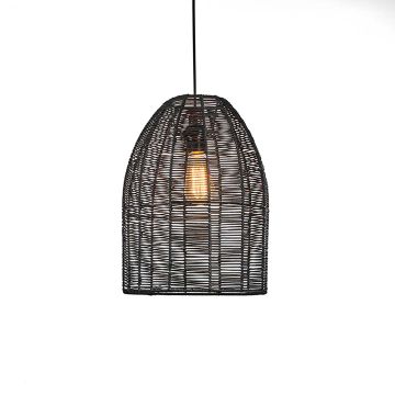 Sawan Bamboo Pendant Light Black Light On White Background