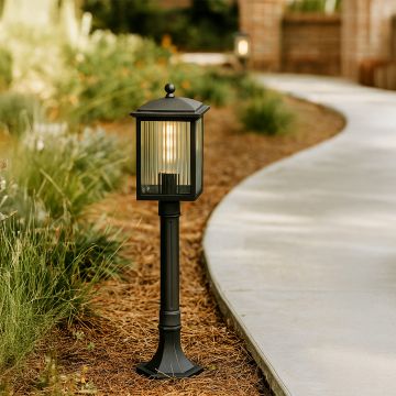 retro rectangular outdoor pole light main lifestyle