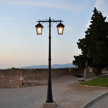 geometric caged 2 light pole lamp main lifestyle