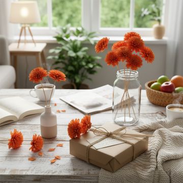 sola zinnia wild tangerine orange flower set of 5 main lifestyle