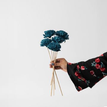 Sola Flower Sherpa Blue Set Of 5 Hand Image