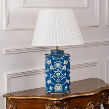 Neelavali Metal Table Lamp - White Pleated Lamp shade