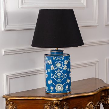 Neelavali Metal Table Lamp - Black Linen Lamp shade