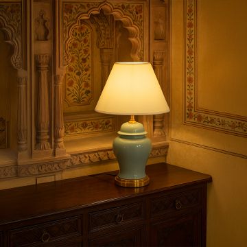 tulip decorative table lamp sky blue main lifestyle