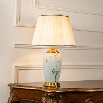 Noir Decorative Ceramic Table Lamp for Bedroom Light On White Background