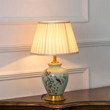 Rumi Table Lamp Green Light On White Background