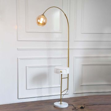 Nessa Floor Lamp for Living Room Light On White Background