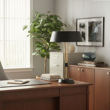 industri black metallic table lamp with black shade main lifestyle