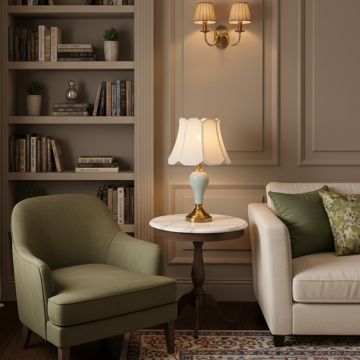 rioga sky blue metal table lamp with white shade main lifestyle