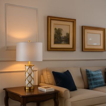 Rowan White Ceramic Table Lamp Small Lifestyle