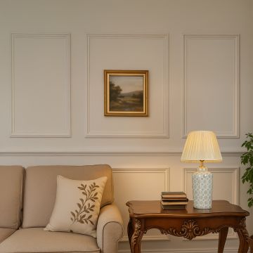 Earthly Aura Japanese Style Ceramic Table Lamp with White Shade Lifestyle