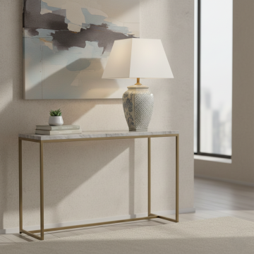 graceful provinical art grey ceramic table lamp with white shade main lifestyle