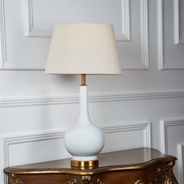 Bowie Ceramic Table Lamp Cream Light On White Background