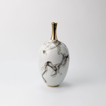 Almond Ceramic Vase - Small White Background