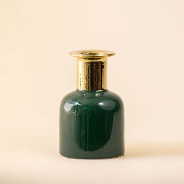 Port Peacock Green Gold Ceramic Vase White Background