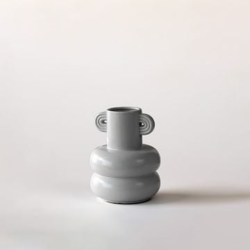 Deniz Deco Ceramic Flower Vase - Grey White Background
