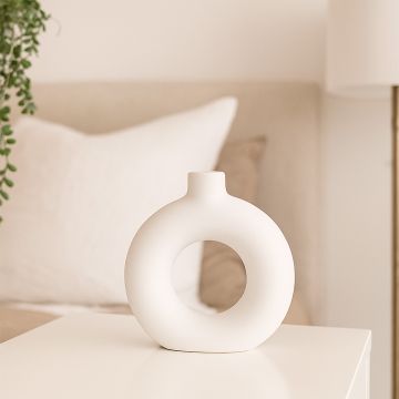 ceramic donut vase white large main lifestyle