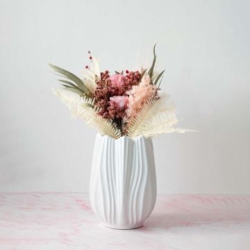 Tulip White Ceramic Flower Vase Large Lifestyle