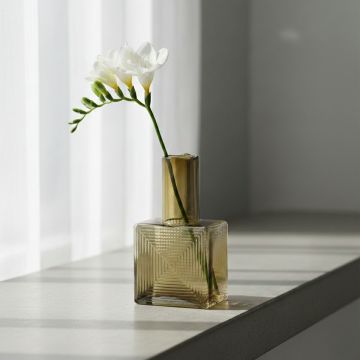 square geometric shape glass vase brown main lifestyle