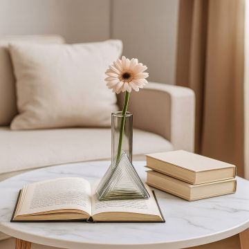 triangle geometric shape glass vase grey main main lifestyle