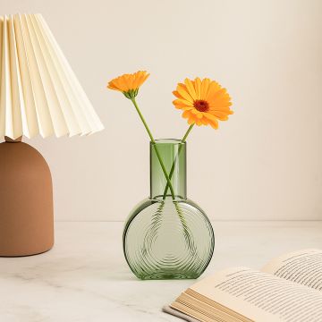 round geometric shape glass vase green main main lifestyle