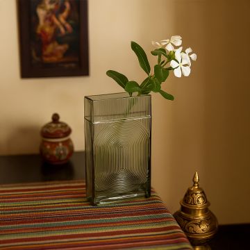 ribbed glass vase small main lifestyle