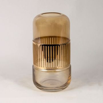 Amber Shade Luxury Golden Glass Vase Medium White Background