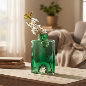 clover green glass vase large main lifestyle
