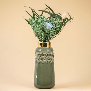 Olive Grey Green Gold Ceramic Vase Lifestyle