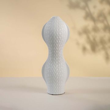 Zatra White Ceramic Vase White Background