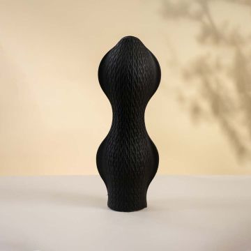 Zatra Black Ceramic Vase White Background