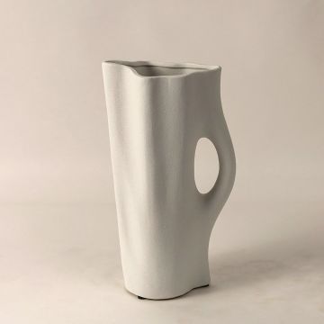 Toby White Pitcher Ceramic Matte Vase White Background
