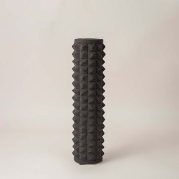 Doted Long Black Ceramic Vase White Background 2