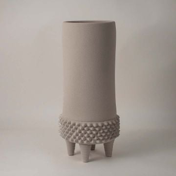 Yuu Ceramic Vase Grey White Background 2