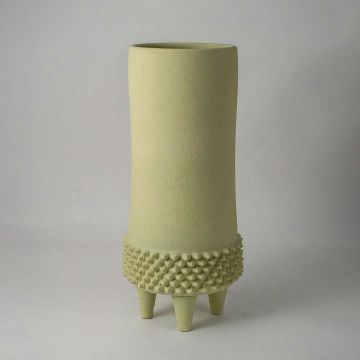 Yuu Ceramic Vase Green White Background