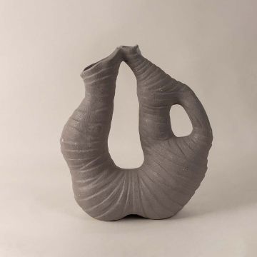 Curly Weave Texture Stump Vase Grey White Background 1