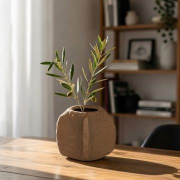 nuki small ceramic vase brown main lifestyle