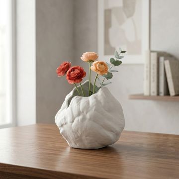 vintage cast white ceramic vase main lifestyle