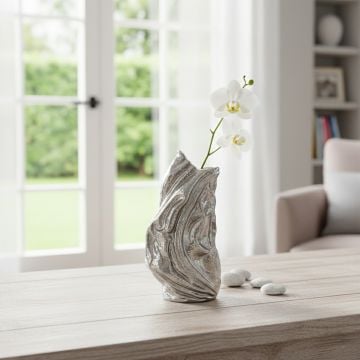 kami crumpled ceramic vase silver main lifestyle