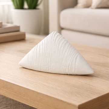 white striped ceramic triangle table decor main lifestyle