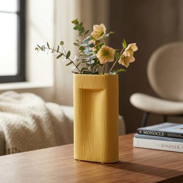 industrial yellow ceramic vase medium main lifestyle