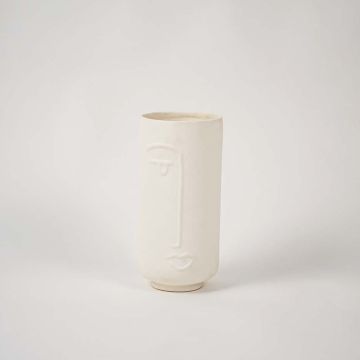 Human One Sided Ceramic White Flower Vase White Background