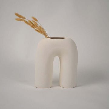 Abstract Inverted U Shaped Ceramic Flower Vase Lifestyle