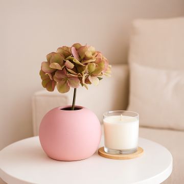 pretty pink round ball ceramic flower vase main main lifestyle