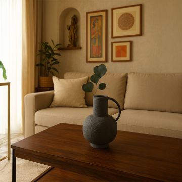 kuzah vase dark grey main lifestyle